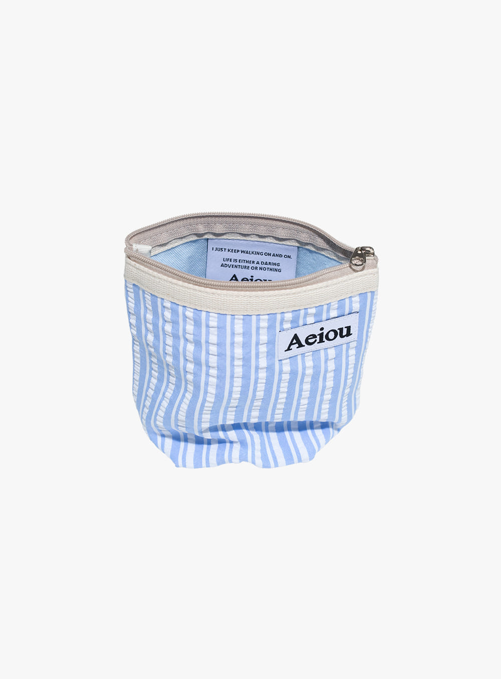 아에이오우 - Basic Pouch (M size) Bedding Blue Stripe